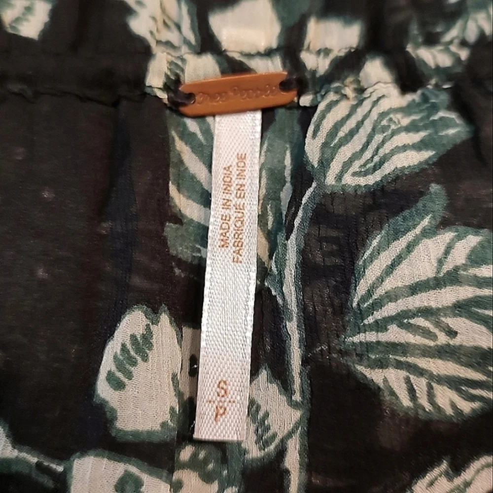 Free People Floral Pheasant Top With Poet Sleeves